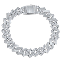 Bracelet de luxe haut de gamme en moissanite, testée au diamant, style cubain, serti de pierres, design personnalisé, style hip-hop