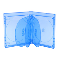 SUNSHING Lot de 25 mm Boîtier vierge transparent pour Blu-Ray et DVD, compatible avec 5, 6, 7, 8, 9, 10 disques, Boîtes de remplacement durables pour CD, DVD et jeux, bleues