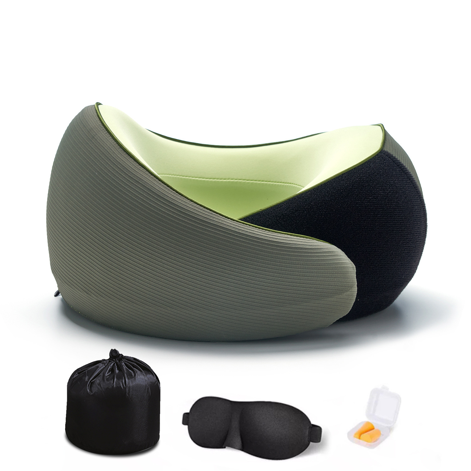 Ensemble vert clair (masque pour les yeux et bouchons d'oreilles)