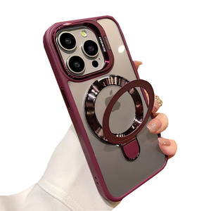 Nuevo diseño chapado doble soporte protección magnética móvil funda para teléfono móvil para <span class=keywords><strong>iPhone</strong></span> 15 Pro Max 16 Plus 14 13 <span class=keywords><strong>12</strong></span> 11 - Product Image 4