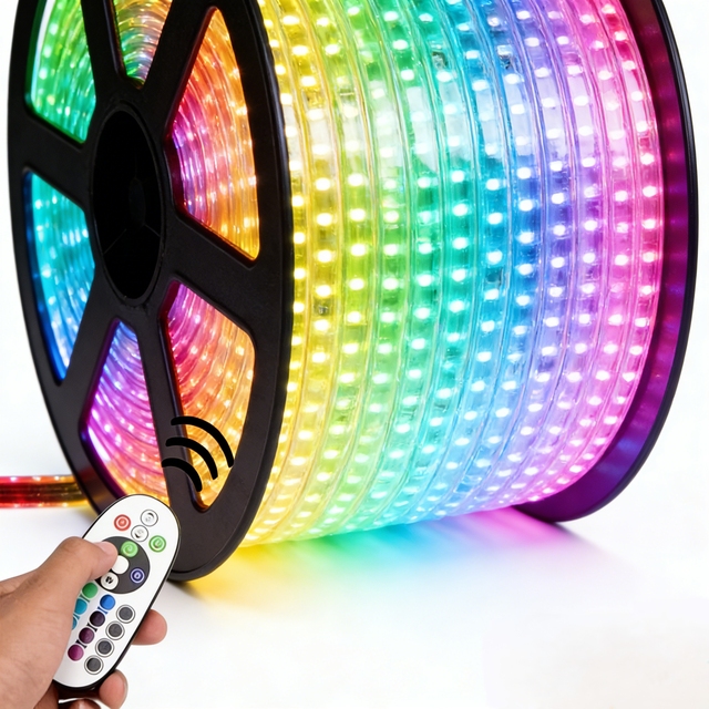 LED Strip Light 220V 5050 RGB 60 LEDs Color Changing IP67 Waterproof WS2812B PCB Light Strings Flexible