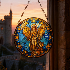 Atrapasoles de Vidrio Art Deco Personalizados con Diseño Religioso de Ángel, Decoración para Iglesia, Regalo, Adorno para Ventana - Product Image 1