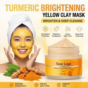 <span class=keywords><strong>Masque</strong></span> Nettoyant Profond Visage et Corps à Marque Blanche au Curcuma et Vitamine C, <span class=keywords><strong>Masque</strong></span> à l'Argile pour le Contrôle du Sébum, Adapté aux Peaux Sensibles - Product Image 1