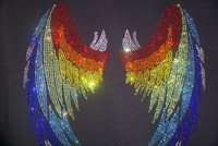 Coloré arc-en-ciel aile d'ange Hotfix Motif Bling fer sur les transferts motifs de cristal pour robes de mariée tenues de fête de mariée