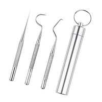Ensemble de 7 cure-dents en acier inoxydable, mini outil de nettoyage buccal, soin des dents, cure-dents en métal réutilisables portables pour une utilisation en poche