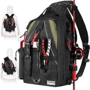 Muestra gratuita: Bolsa de pesca con soporte para caña y equipo, mochila de pesca tipo bandolera de malla transpirable 3D resistente al agua - Product Image 5