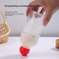 Bouteille d'eau en verre portable et écologique, anti-fuite, en borosilicate, avec nez rouge créatif, finition mate, avec couvercle, idéale pour un cadeau quotidien