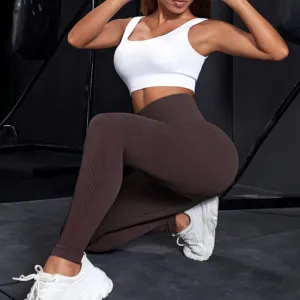 Hot Selling High-Waisted Women's Yoga Leggings With Custom Logo Seamless Hip Lift Gym Running Pants For Exercise