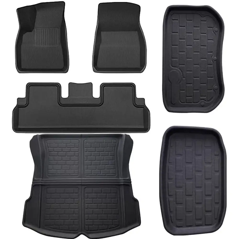 All Weather Anti-Slip Waterproof Car Esquerda mão direita drive tronco tapetes de 6pcs Para Teslaa Model 3 Y Custom car foot mats