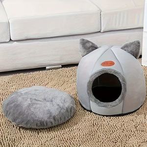 Cama Cueva para Gatos, Suave y Cálida para Invierno, Diseño Floral, Jaula de Felpa para Mascotas, Nido Profundo para Perros, Cómodo KENNE para Gatos y Perros - Product Image 4