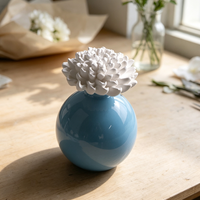 Diffuseur de parfum en céramique Finru avec bouteille d'huile essentielle, fleur en céramique, coffret cadeau d'aromathérapie pour la maison, la salle de bain, la chambre d'hôtel