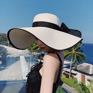 Соломенная шляпа с козырьком для женщин, шляпа от солнца, с большими полями, для путешествий, отдыха, пляжа, летняя