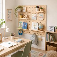 QM Lujo Portátil Tablero de Pared de Madera para Manualidades, con Clavijeros y Pernos, Estante Modular de Exhibición para el Hogar