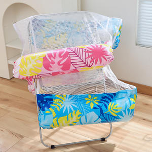 Flotador inflable con red, diseño de hojas tropicales, plegable, doble uso, con respaldo, para piscina, playa y relajación. - Product Image 4