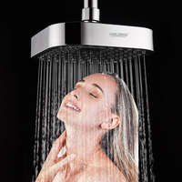Bon marché, 15cm d'épaisseur, plafond supérieur de pluie carré, panneau de pulvérisation 3D, douche de tête chromée pour salle de bain