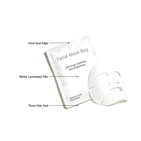 Pochettes d'emballage cosmétiques imprimées sur mesure, sachets de masque facial à trois soudures latérales pour marques de soins de la peau, pack beauté