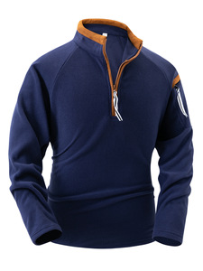 2025 abito comodo da uomo traspirante autunno Pullover <span class=keywords><strong>POLO</strong></span> giacca mezza cerniera maniche lunghe scollo a V Top in pile - Product Image 5