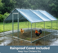 Grand enclos à poules en métal galvanisé, poulailler avec couverture imperméable anti-UV, porte verrouillable, enclos pour poules et canards de jardin