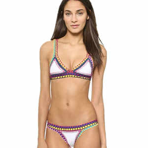 Set Bikini alla moda costumi da bagno da spiaggia fatti a mano uncinetto sesso costume da bagno con imbottitura sul petto Bikini per donna - Product Image 3