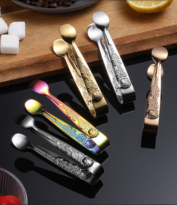 Pince à glace vintage en acier inoxydable Syh1213 pour cuisine, outils de bar au design artisanal avec clip de service en métal floral pour aliments – Vente en gros - Product Image 6