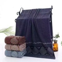 Serviette de bain Longren extra large en coton épaissi, usage plage et bain, motif jacquard losanges torsadés, absorbante, 80*160, adulte