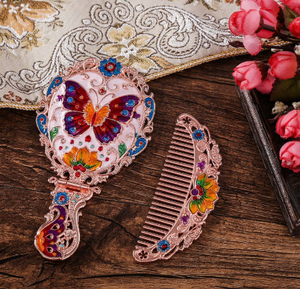 Handheld Retro Russian Single-Sided Cosmetic Mirror Foldable <b>Gift</b> <b>Box</b> Set for Makeup - Product Image 2