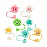 Capuchon de paille en silicone motif fleur pour gobelet Stanley – Accessoire anti-poussière réutilisable pour protéger les pailles