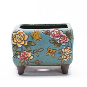 2021 arcilla pintada a mano suculenta <span class=keywords><strong>Cactus</strong></span> bonsái maceta pequeña maceta de jardín OEM - Product Image 6