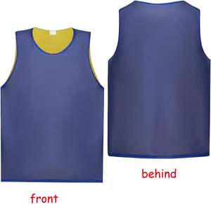 Gilet d'entraînement bleu + jaune gilet double face en polyester doux pour uniformes de sport de train de basket-ball de football - Product Image 3