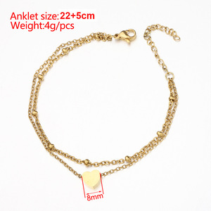 Nieuw Ontwerp Elegant Roestvrij Staal Vrouwen Sieraden Voet Ketting Verguld Hart Fancy Enkelband - Product Image 6