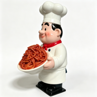Statue de chef en résine tenant une assiette de spaghetti, figurine de cuisinier de dessin animé, taille et couleur personnalisées, décoration pour la maison, le bureau, la cuisine, le restaurant