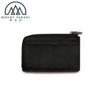 Porte-monnaie en cuir véritable avec logo personnalisé Mount Yanzhi, blocage RFID, mini porte-cartes à fermeture éclair, pochette unisexe pour pièces de monnaie
