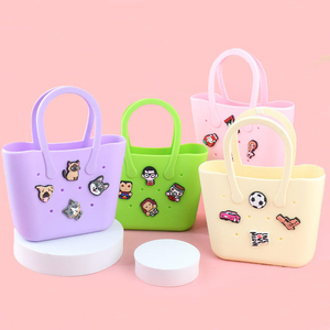Bolsa de Praia de Silicone Portátil Leve e Colorida DIY com Diamantes e Flores, Padrão de Doces, Fechamento Aberto para Crianças - Product Image 6