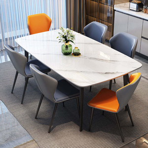 Ensemble de table à manger moderne en marbre durable, <span class=keywords><strong>6</strong></span> places, carrée, écologique, pour appartement et villas familiales occidentales - Product Image 1