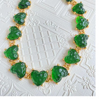 Moda Vintage Macaron Color cadena con cuentas Lava serie corazón collar de cristal para ocasiones de aniversario