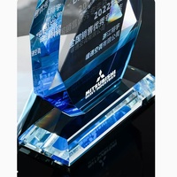 Trophée personnalisé en cristal optique K9 Pujaing, forme bouclier, transparent, avec plaque flamme facettée gravée, cadeau d'affaires
