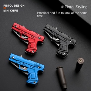 मिनी पोर्टेबल स्टेनलेस स्टील बंदूक के आकार के फिक्स्ड ब्लेड चाकू बाहर तह चाकू डिय ओम विकल्प बॉक्स को अनपैकिंग एक्सप्रेस बॉक्स को अनपैकिंग - Product Image 3