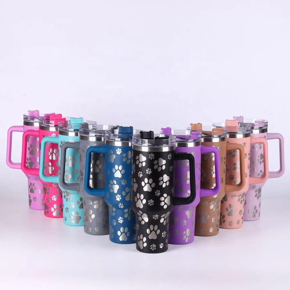 Snelle Levering Koe Print Strass Diamant 40Oz Tumbler Super Sprankelende Dubbele Wand Vacuüm Geïsoleerde Roestvrijstalen Mok Bekers