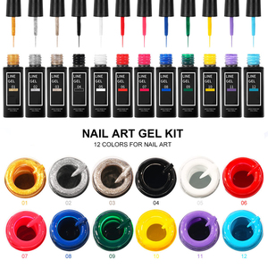 Gel Nail Polish Set Line Art Gel 12 colori <span class=keywords><strong>Neon</strong></span> Pink Nail Art Painting Gel strumenti per Manicure disegno fai da te linea per unghie - Product Image 3