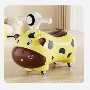 Childrens Ride On Car Cow Shape Plastic Four Wheel Twist Vehicle With Lights Music For 2 To 4 Years Old Unisex Toy - Product Image 1