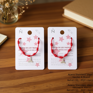 Pulsera Angelina de Siete Nudos con Cordón Rojo y Dije de Acero Inoxidable, Regalo Unisex, Joyería Religiosa con Patrón de Estrella - Product Image 5