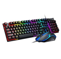 Kombo Keyboard dan Mouse Gaming Pabrik OEM 104-Tombol LED Backlight Pelangi Bahan Plastik untuk PC Desktop