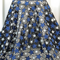 Tissu de dentelle brodée soluble dans l'eau, motif étoiles célestes modernes, pour sacs à main, nappes et décoration intérieure
