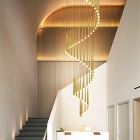 Lustre LED rotatif en fer forgé de luxe léger, à intensité variable, pour villa, escalier double, lampes multi-formes