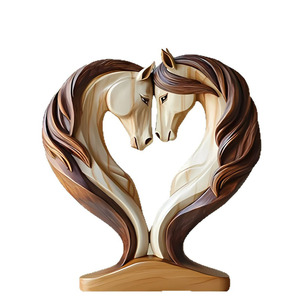 Love theme Romantic Desktop Craft Ornament Handmade Modern DIY Wooden Horse head intimate Marriage Decoration Knick-Knack Gift