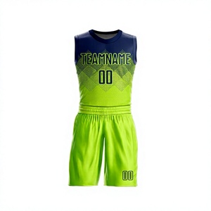 Conjunto de Uniforme de Baloncesto INDEX Express Azul y Amarillo Sublimado con Cuello en V Sin Mangas de Malla para Adultos Unisex - Product Image 1