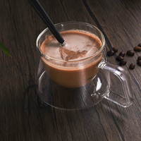 Tasse à Café et Thé à Double Paroi en Verre Borosilicate, Faible MOQ, Produits en Stock