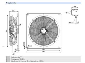 Ventilador axial de CA de 630 mm ebm-papst W6D630-GN01-01, ventilador de refrigeración industrial de alta resistencia para sistemas HVAC y torres de enfriamiento - Product Image 4