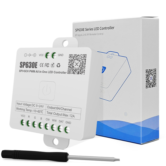 Smart Home Lighting Light SP630E 5 in 1 Dimmer Blue Tooth DC5V-24V 4 Zones 2.4G RF Remote APP Control Music Controller