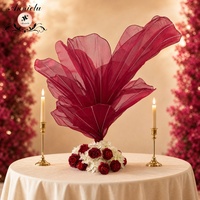 ANNIELU Vente en gros de fleurs en organza bleu poussière pour centre de table, hortensia en tissu sculptural pour mariage, banquet, événement, location
